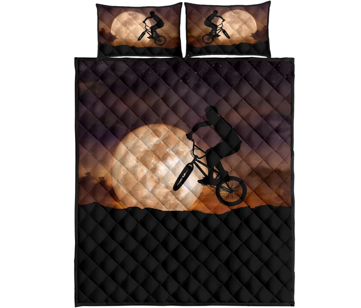 Bmx With Moon - Bed Set - Love Quilt Bedding Set