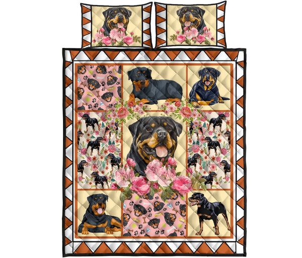 Rottweiler Flower - Bed Set - Love Quilt Bedding Set