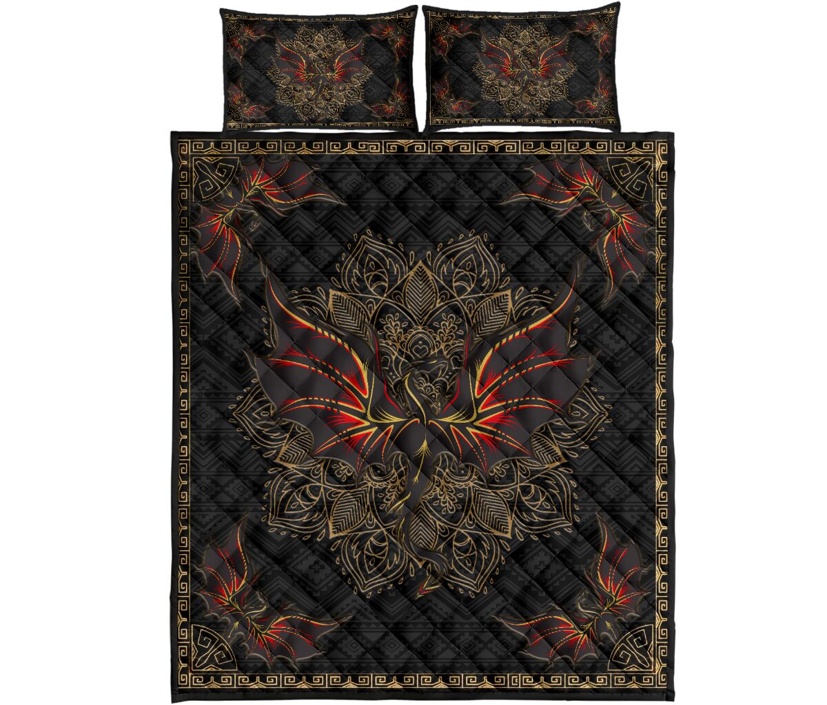 Dragon Tribal Pattern Quilt Bed Set- Love Quilt Bedding Set
