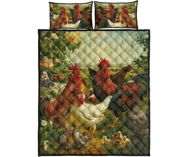 Chicken Painting Quilt Bed Set - Love Quilt Bedding Set