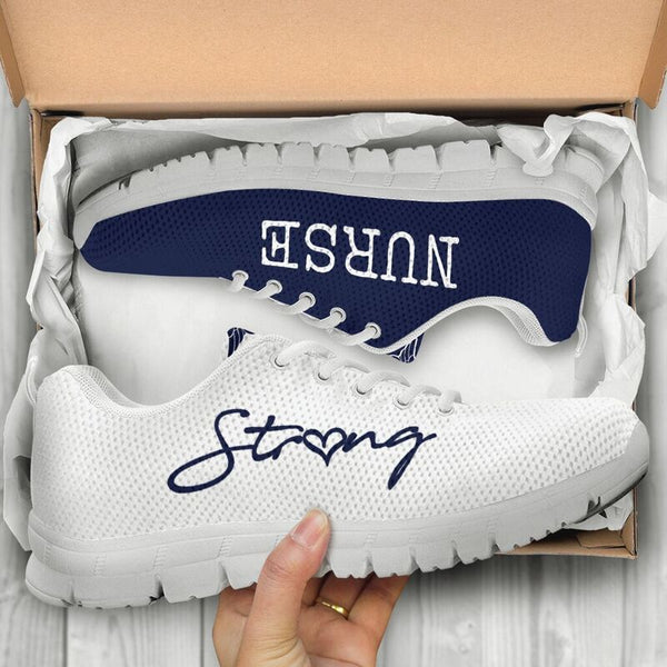 Nurse-strong Navy - White Sneakers, Running Shoes, Shoes For Women, Shoes For Men, Custom Sh- Love Sneakers