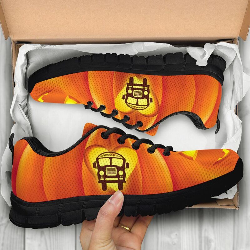 School Bus Pumpkin Shoes Sneakers, Runni- Love Sneakers
