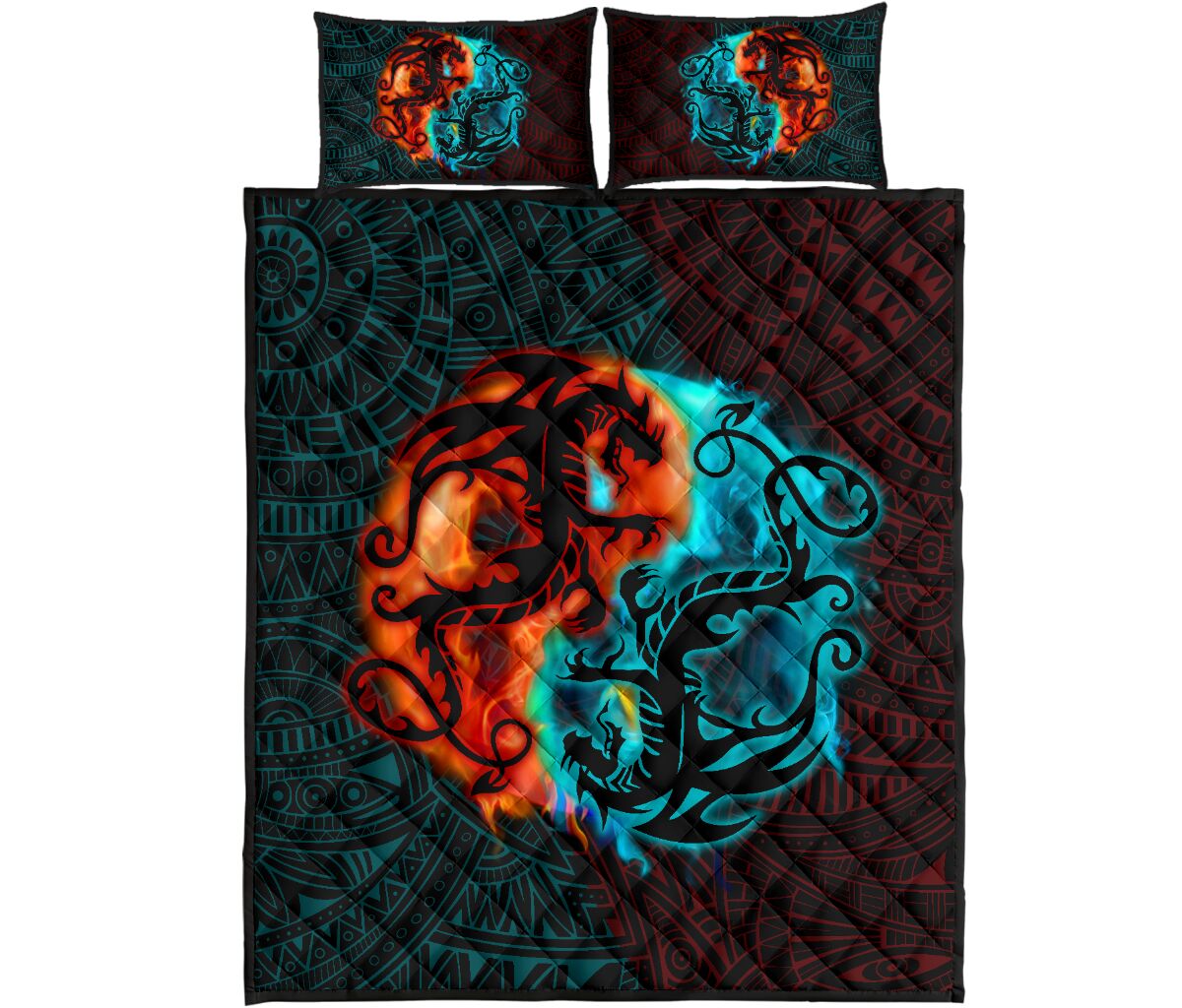 Dragon Tribal Style Quilt Bed Set- Love Quilt Bedding Set