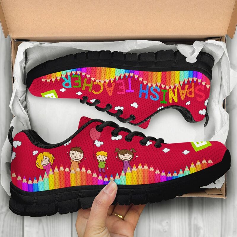 Spanish Teacher Abc- Red Sneakers, Runni- Love Sneakers