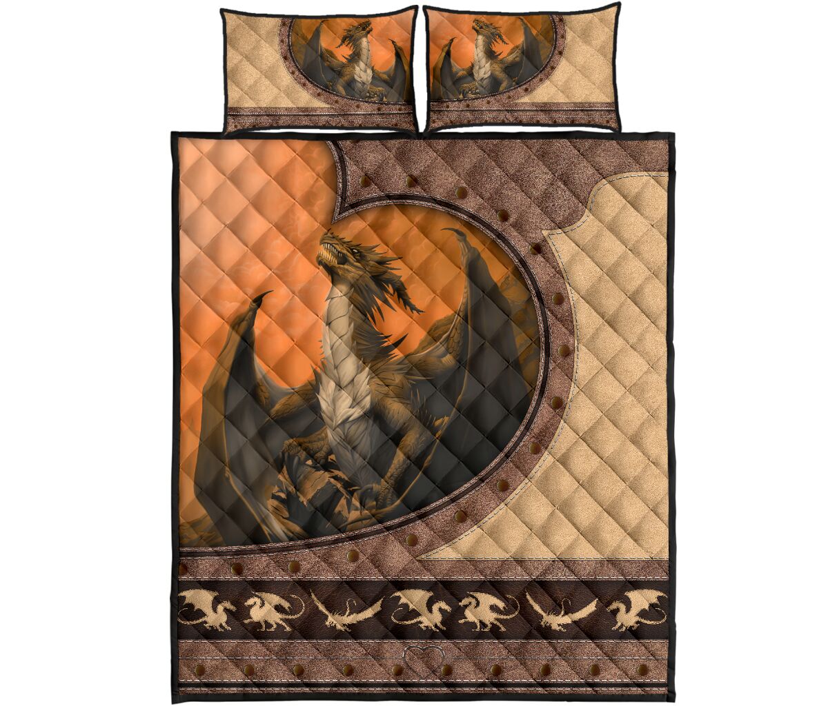 Dragon Leather Heart Style Quilt Bed Set - Love Quilt Bedding Set