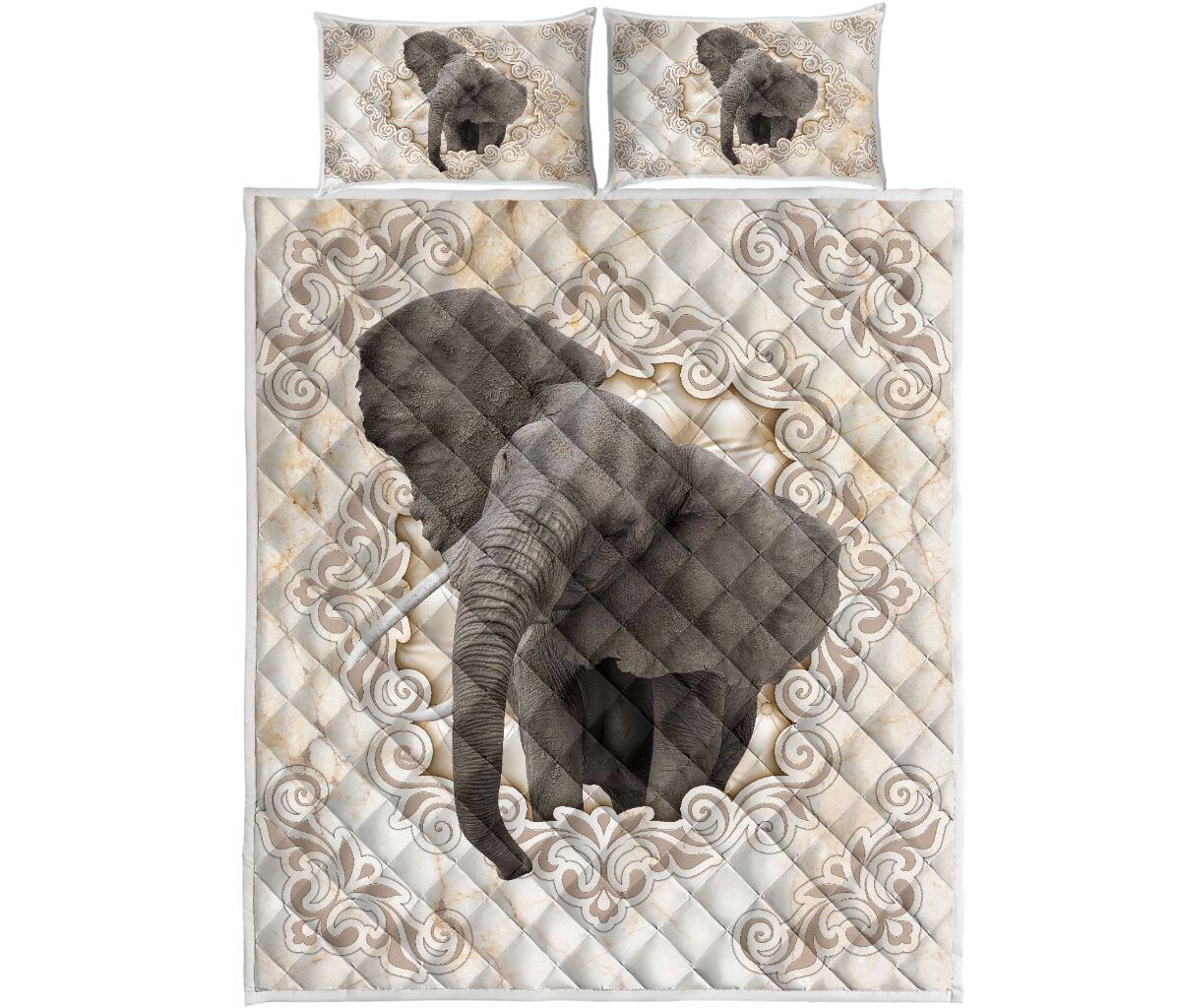 Elephant Craving Style Quilt Bed Set - Love Quilt Bedding Set