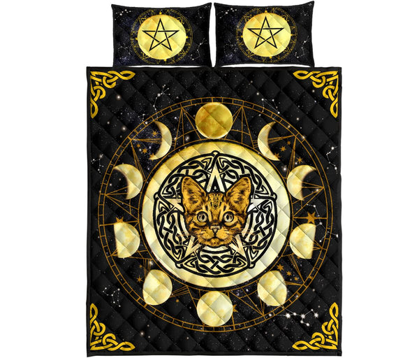 Catbengal Cat Moon Galaxy Quilt Bet- Love Quilt Bedding Set