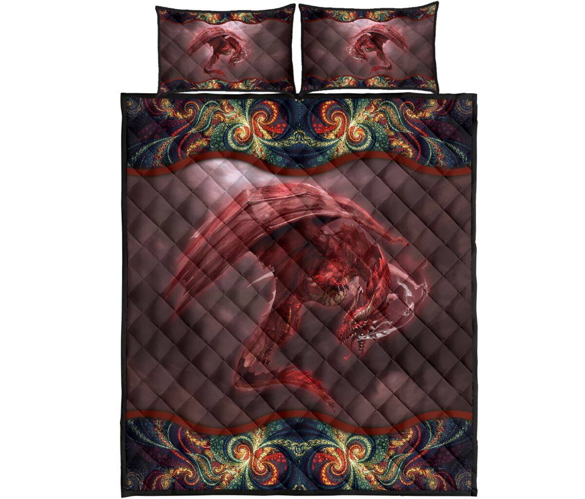 Dragon Quilt Bed Set 3- Love Quilt Bedding Set
