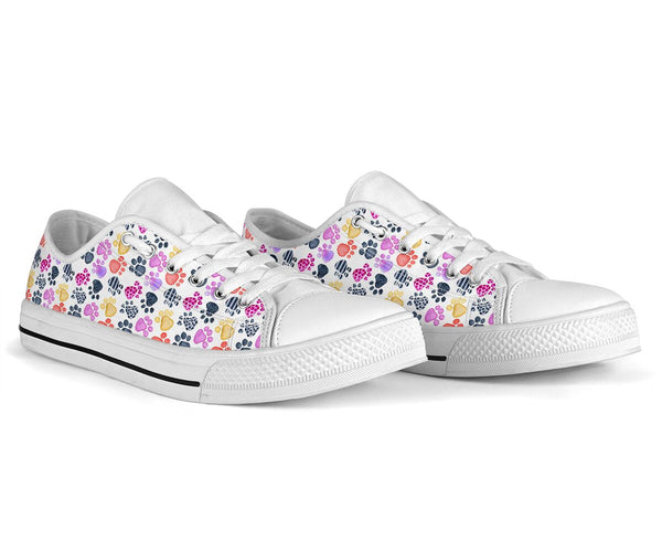 Dog Foot Watercolor Silhouette Low Top - TlShoes