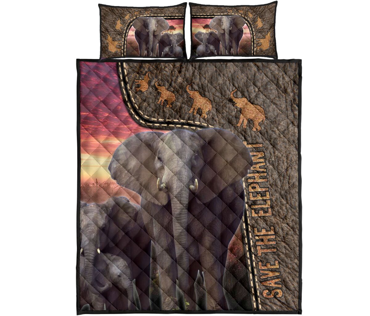 Save The Elephant - Bed Set - Love Quilt Bedding Set