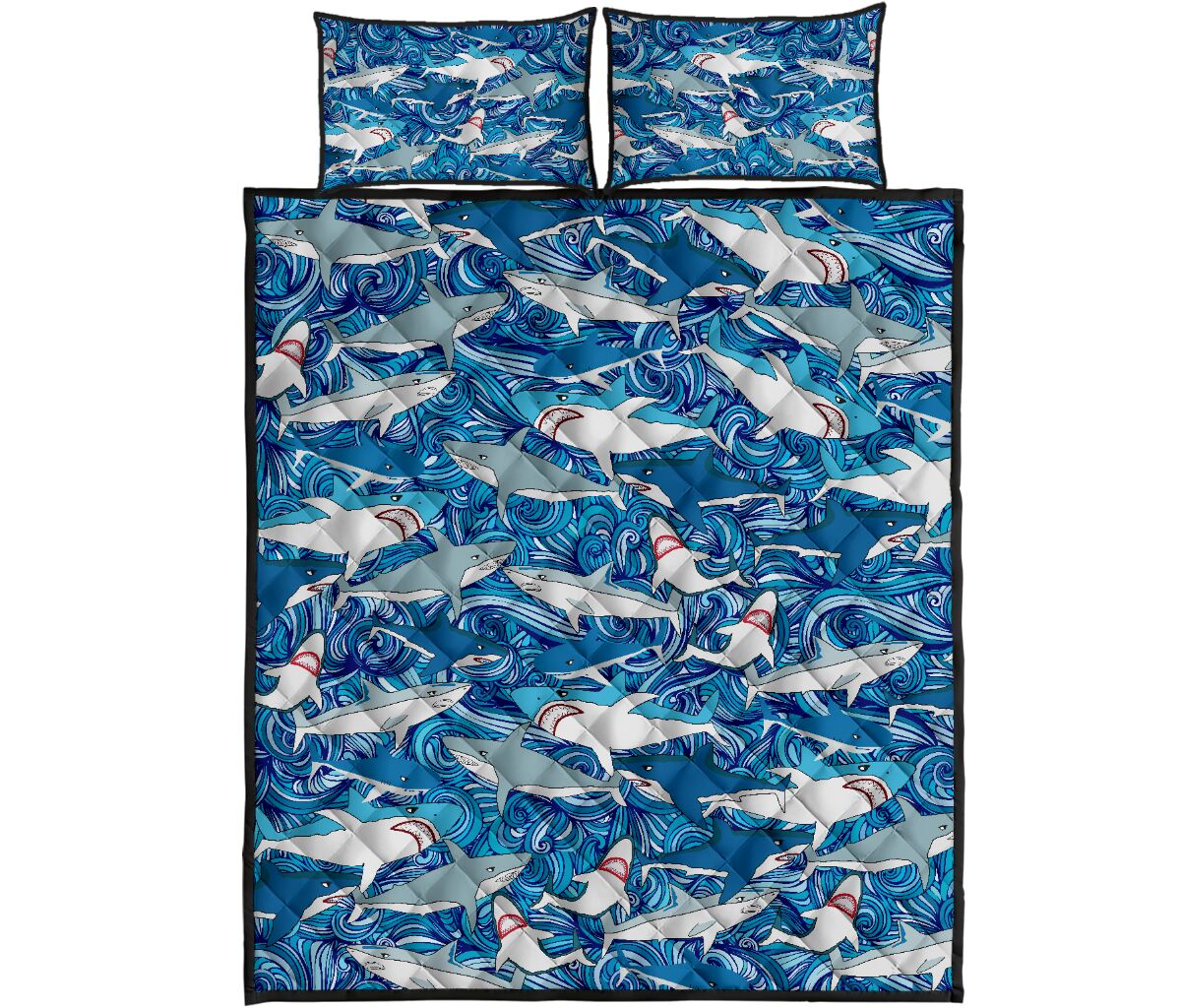 Shark Pattern Style Quilt Bed Set - Love Quilt Bedding Set