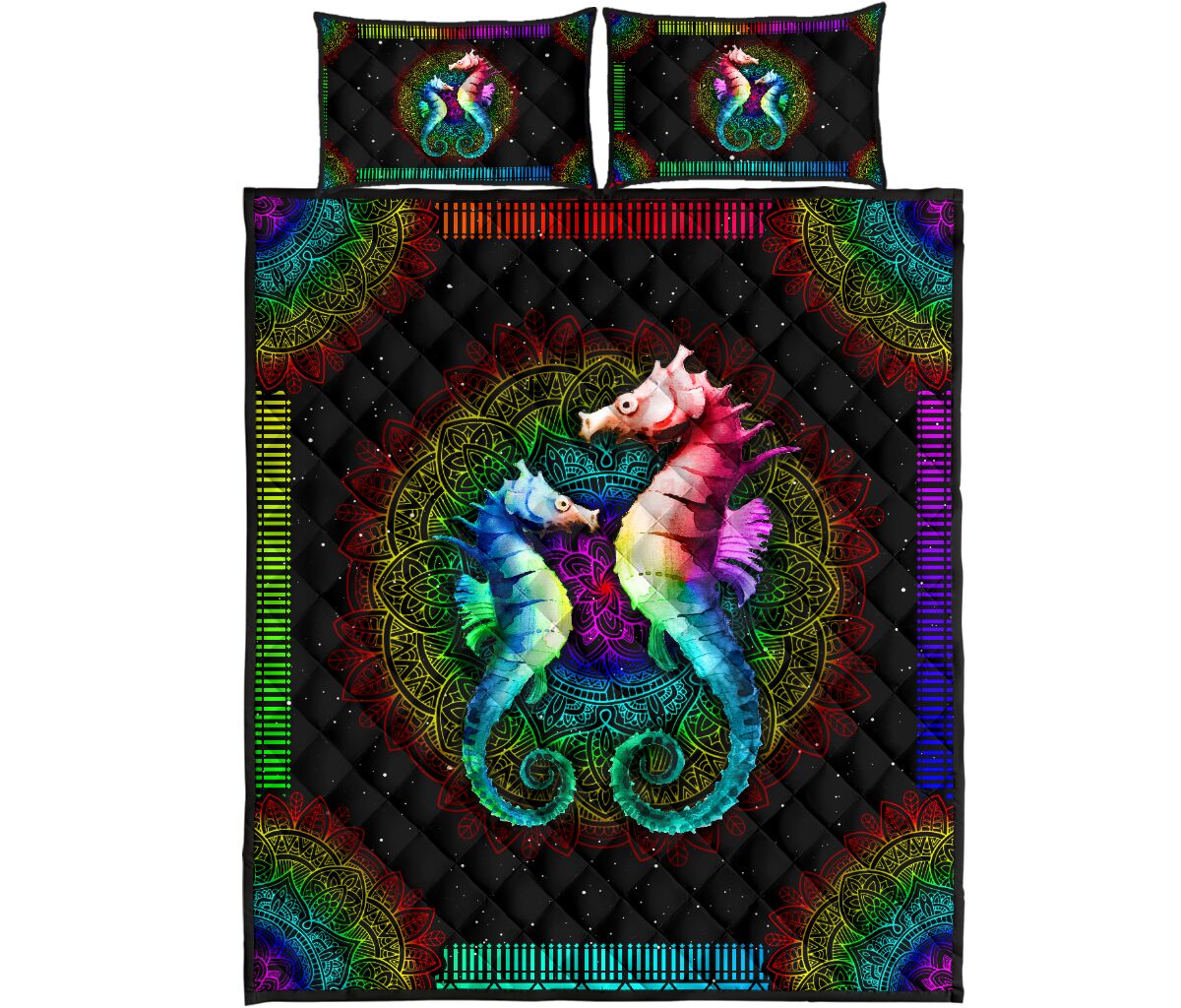 Quilt Bed Set - Seahorse - Rainbow 52 - Love Quilt Bedding Set