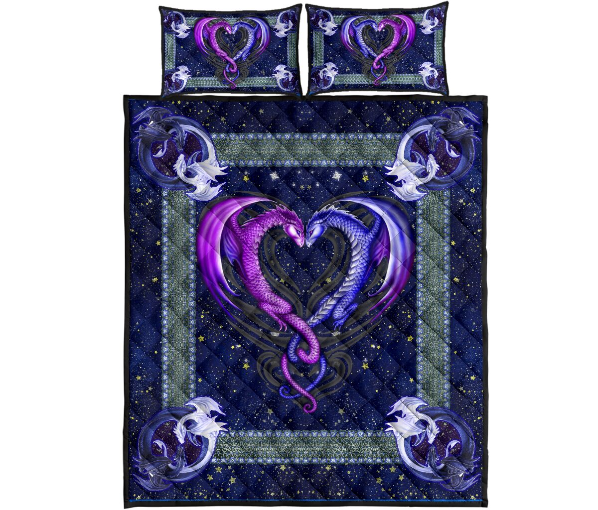 Dragon Galaxy Style Quilt Bed Set - Love Quilt Bedding Set