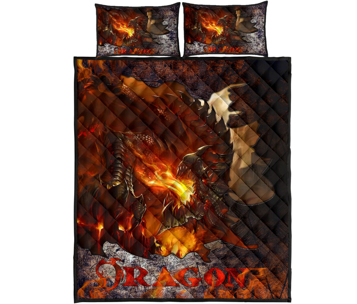 Dragon Art Quilt Bed Set - Love Quilt Bedding Set