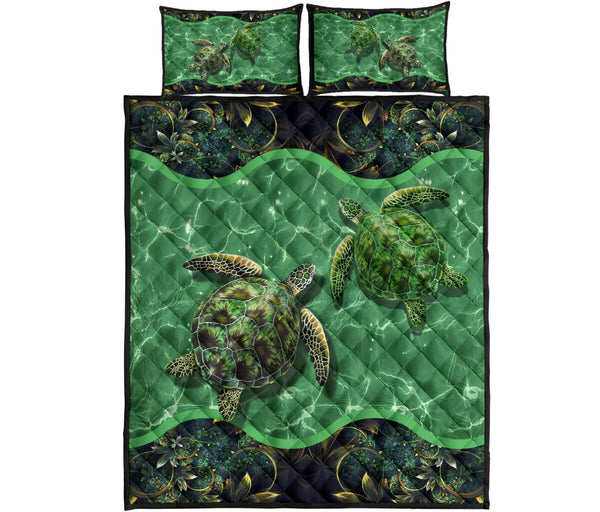 Turtle Mandala Style Quilt Bed Set 5- Love Quilt Bedding Set