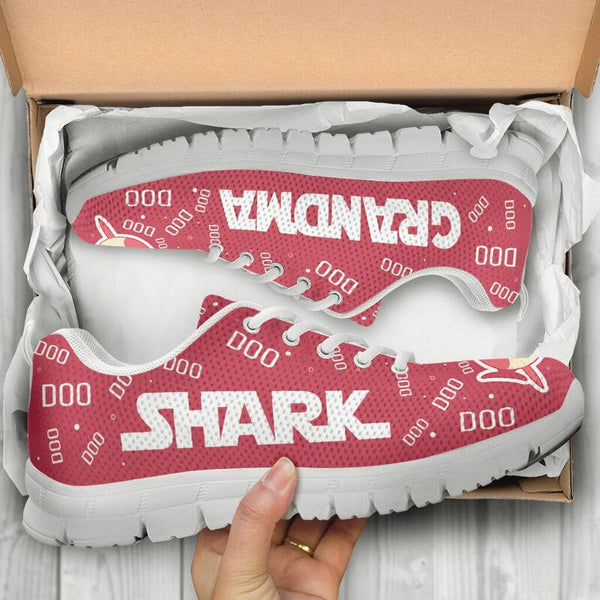 Grandma Shark Pink Sneakers, Running Shoes, Shoes For Women, Shoes For Men, Custom Shoes, L- Love Sneakers