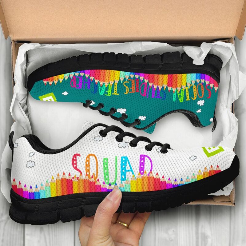 Social Studies Teacher Squad Teal White Kd Sneakers, Runni- Love Sneakers
