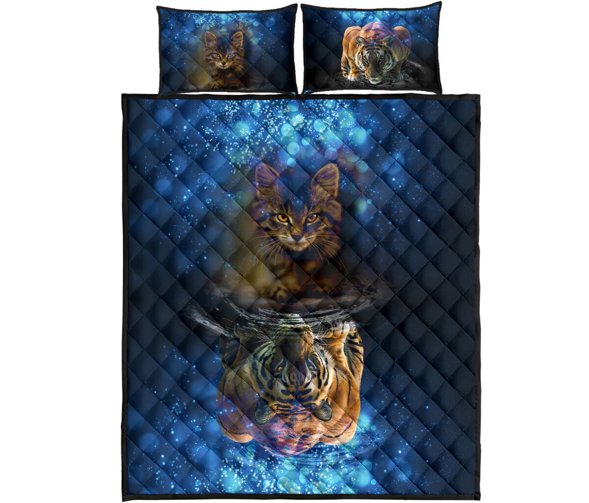 Cat Tiger Shadow Style Quilt Bed Set - Love Quilt Bedding Set