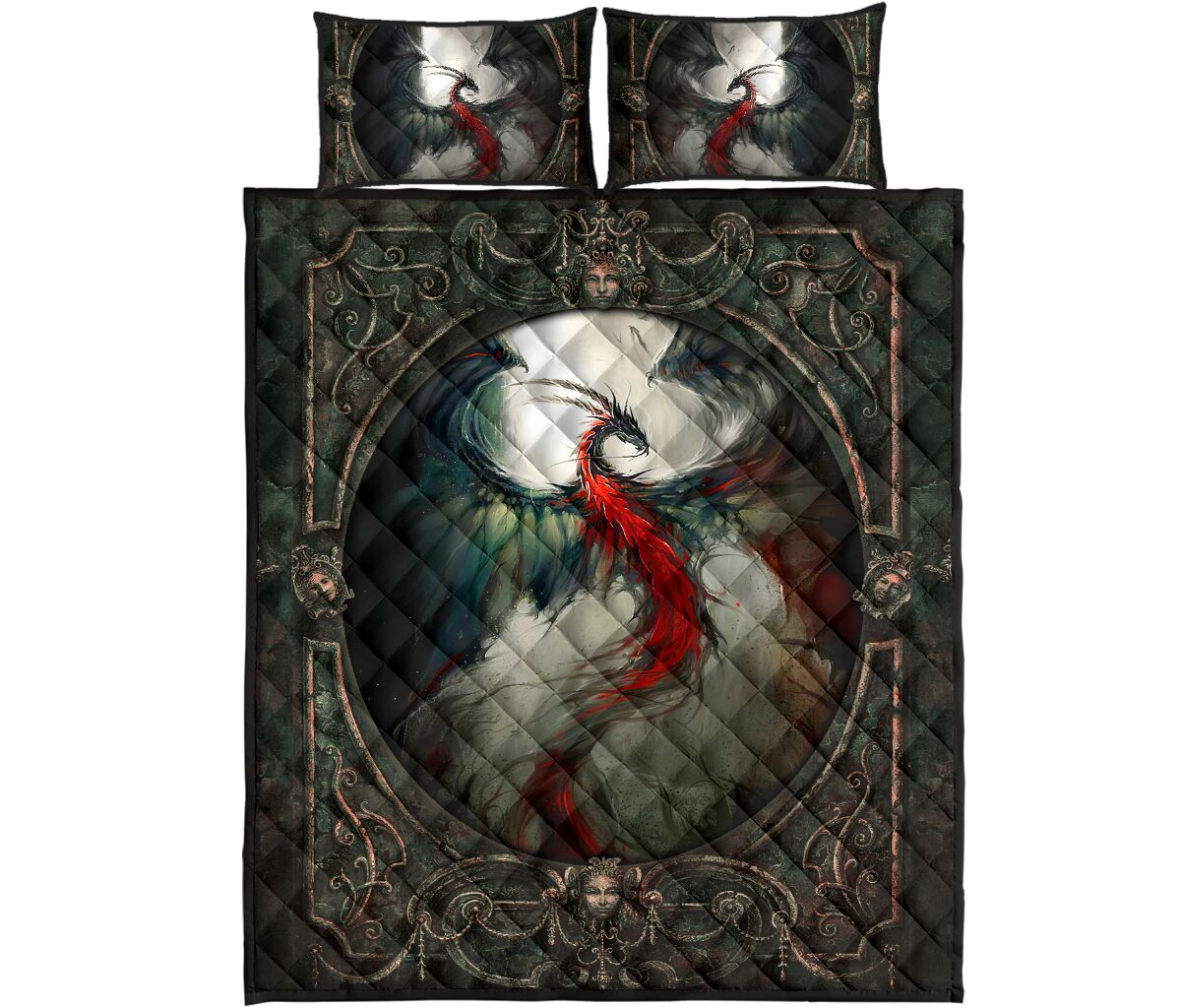 Dragon Art Style Quilt Bed Set 8- Love Quilt Bedding Set