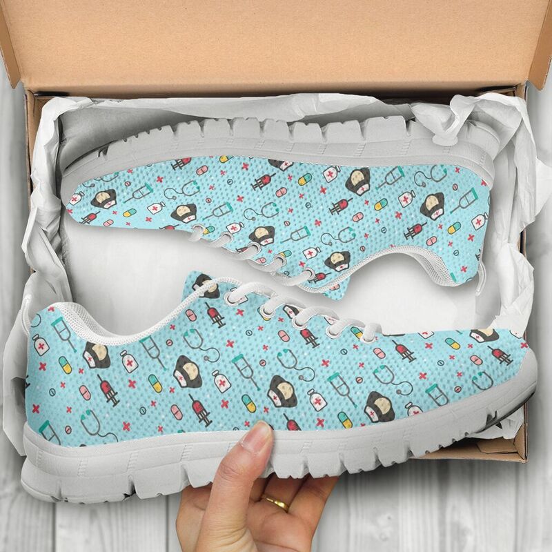 Nurse Pattern Sneakers, Running Shoes, Shoes For Women, Shoes For Men, Custom Shoes, L- Love Sneakers