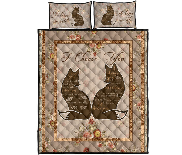 Fox I Choose You Quotes Style Quilt Bed Set- Love Quilt Bedding Set