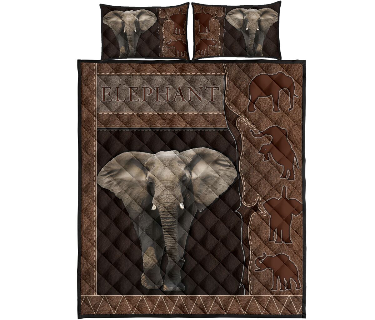 Elephant Leather Style Quilt Bed Set 9- Love Quilt Bedding Set