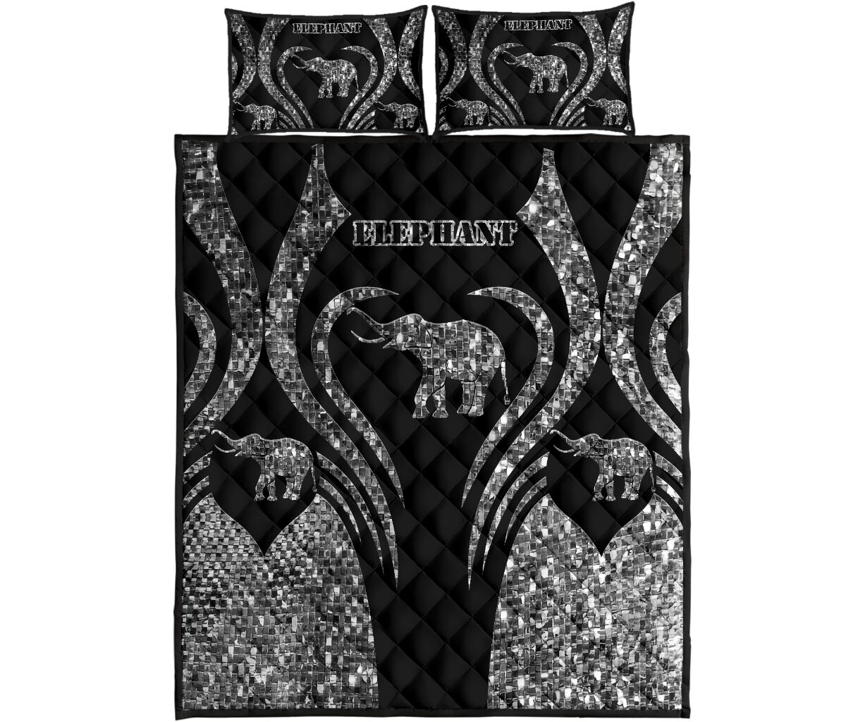 Elephant Heart Line Style Quilt Bed Set - Love Quilt Bedding Set