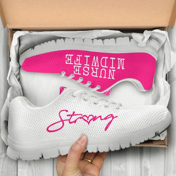 Nurse-strong Midwife Pink White Sneakers, Running Shoes, Shoes For Women, Shoes For Men, Cu- Love Sneakers