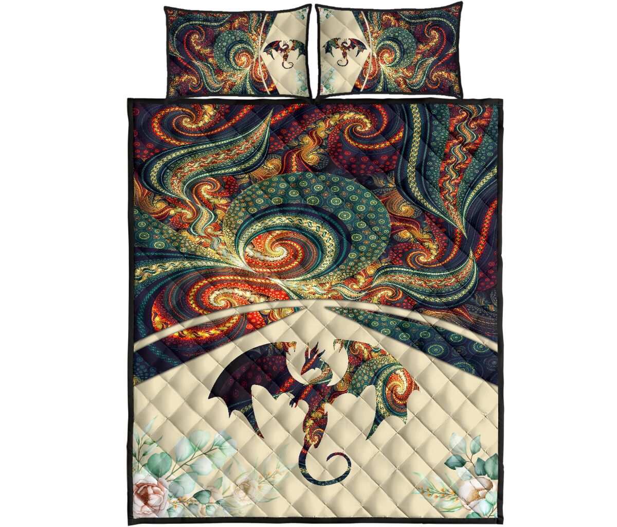 Dragon Abstract Style Quilt Bed Set - Love Quilt Bedding Set