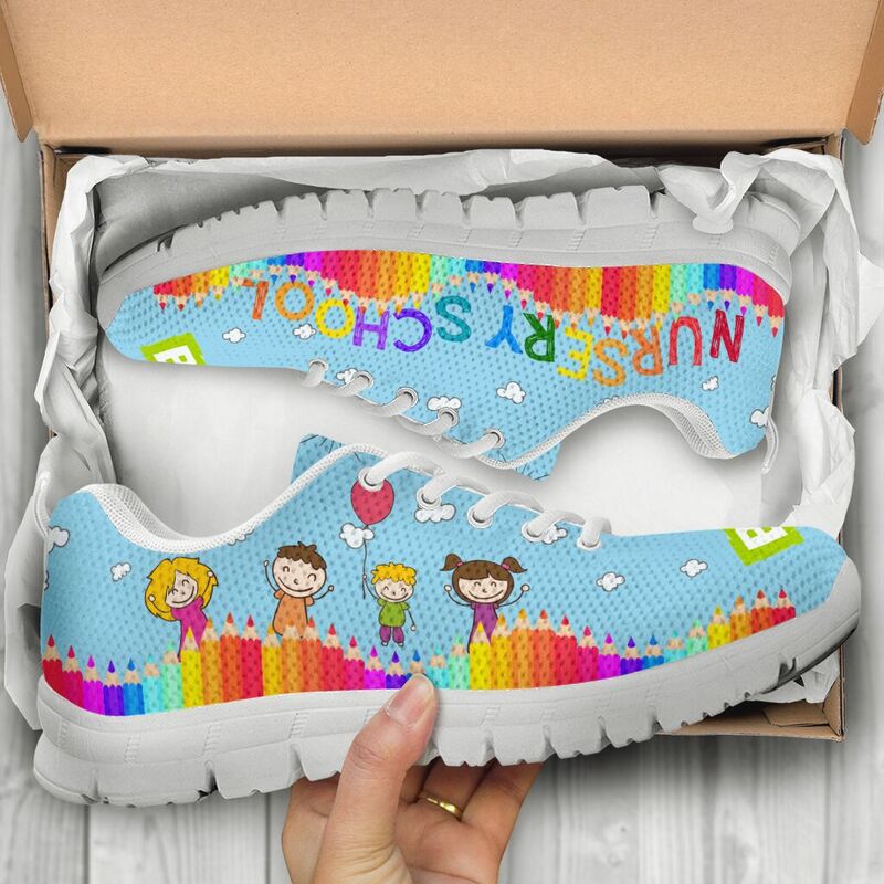 Nursery School Abc Blue Shoes Sneakers, Running Shoes, Shoes For Women, Shoes For Men, Cust- Love Sneakers