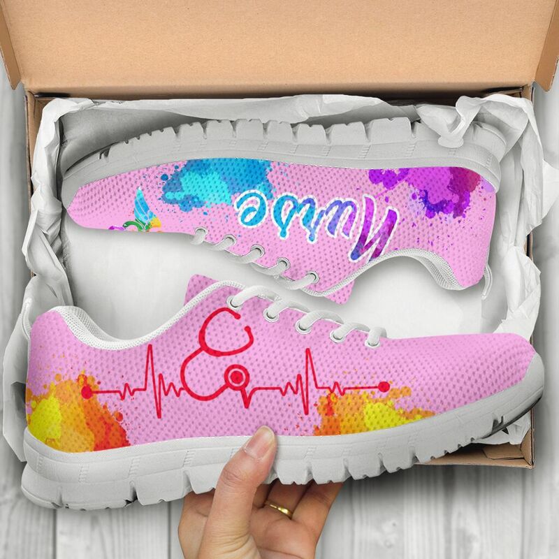 Nurse Hb Pink Sneakers, Running Shoes, Shoes For Women, Shoes For Men, Custom Shoes, L- Love Sneakers