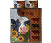 Cow Art Leather Style Quilt Bed Set - Love Quilt Bedding Set