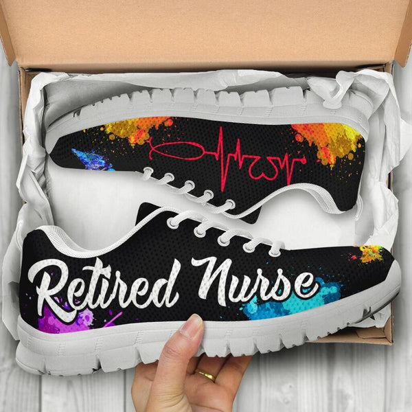 Retired Nurse Art 2 Sneakers, Running Shoes, Shoes For Women, Shoes For Men, Custom Shoes, L- Love Sneakers