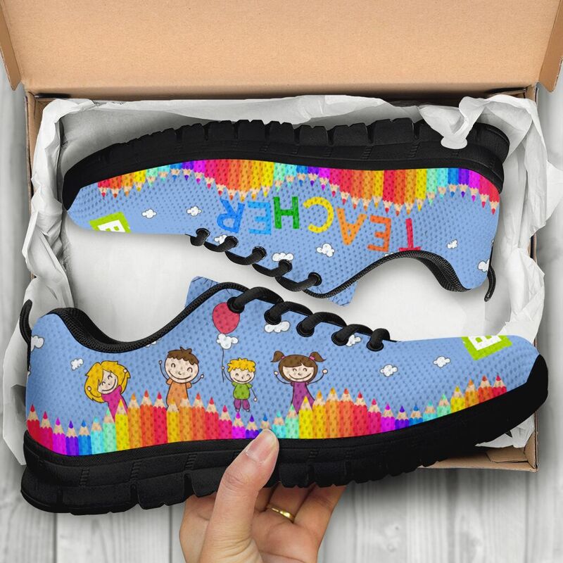 Teacher Abc Blue Shoes Sneakers, Running Shoes, Shoes For Women, Shoes For Men, Custom Shoes- Love Sneakers
