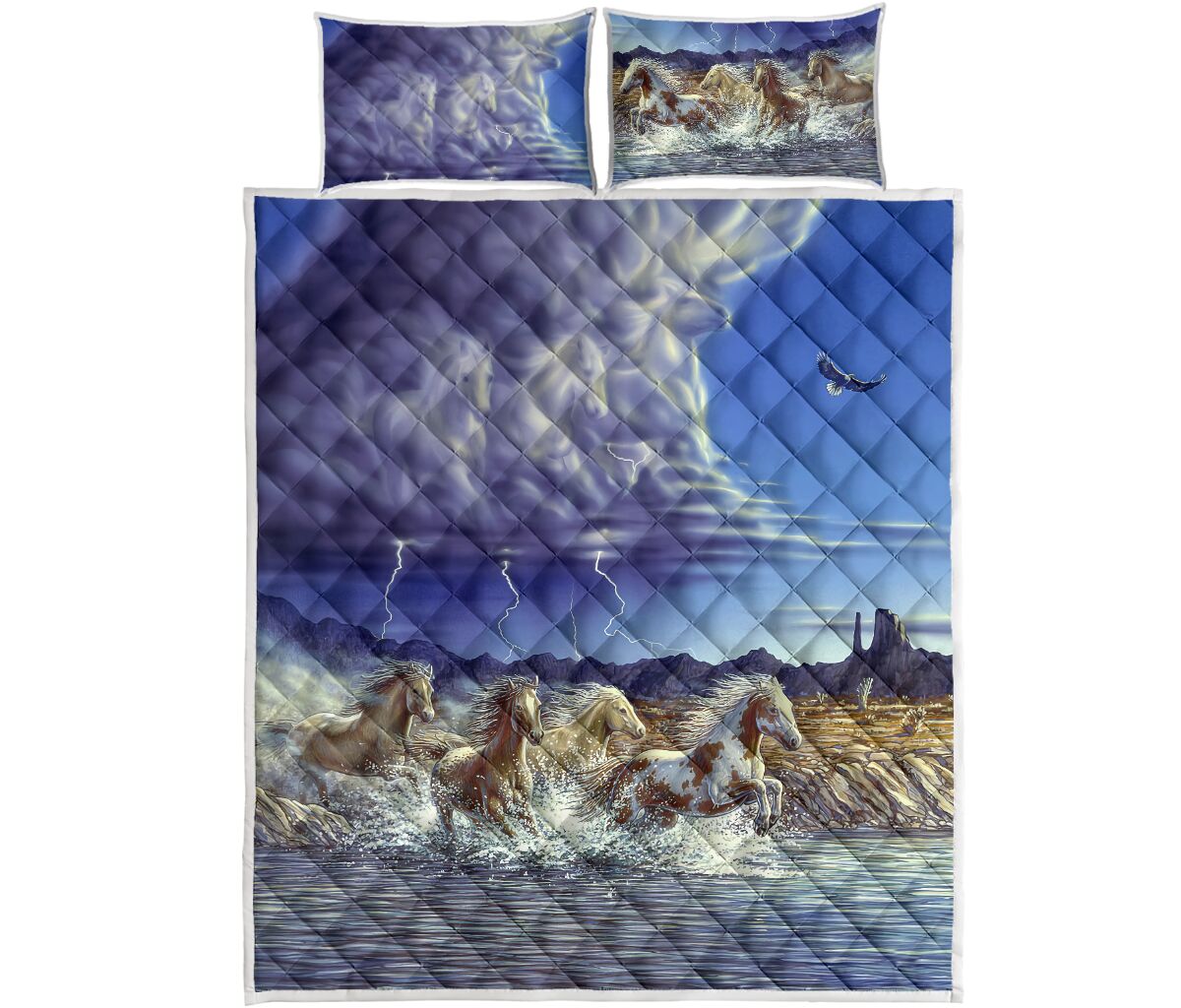 Horse And Thunderstorm - Quilt Bed Set- Love Quilt Bedding Set