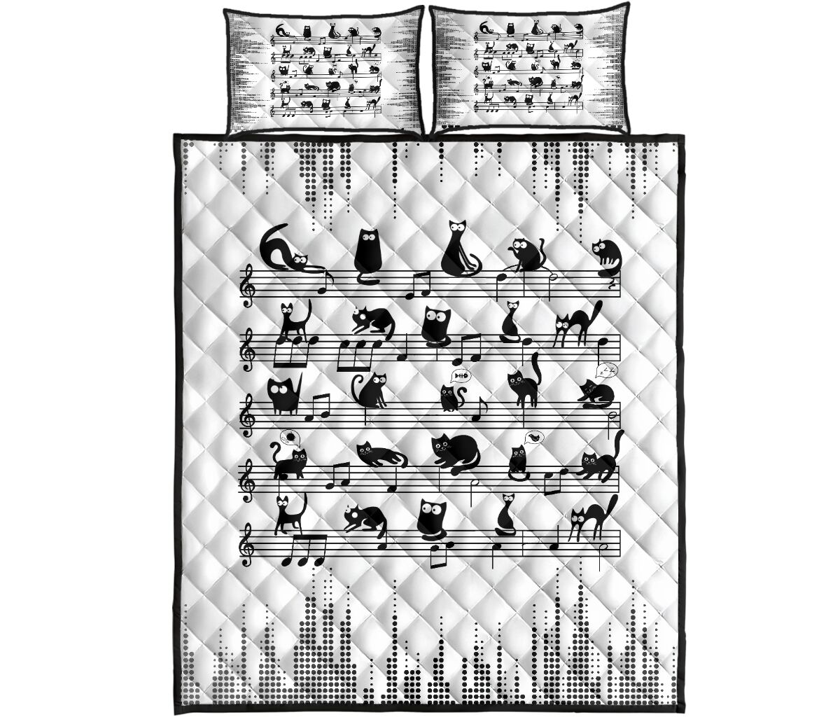 Cats Staves Style Quilt Bed Set - Love Quilt Bedding Set