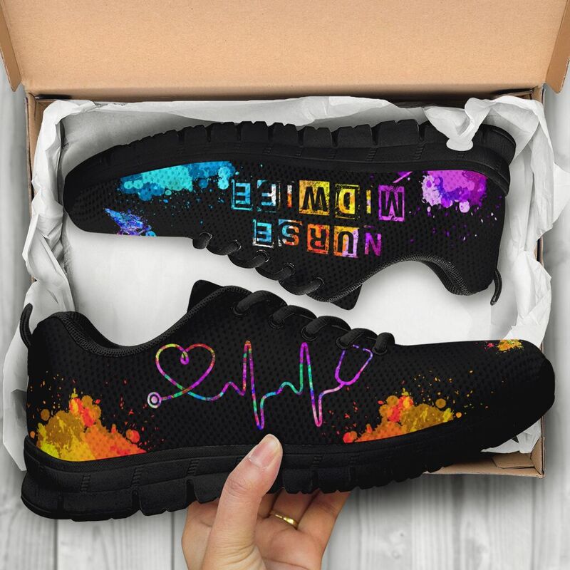 Nurse Midwife- Art Heart Beat Sneakers, Running Shoes, Shoes For Women, Shoes For Men, Cust- Love Sneakers