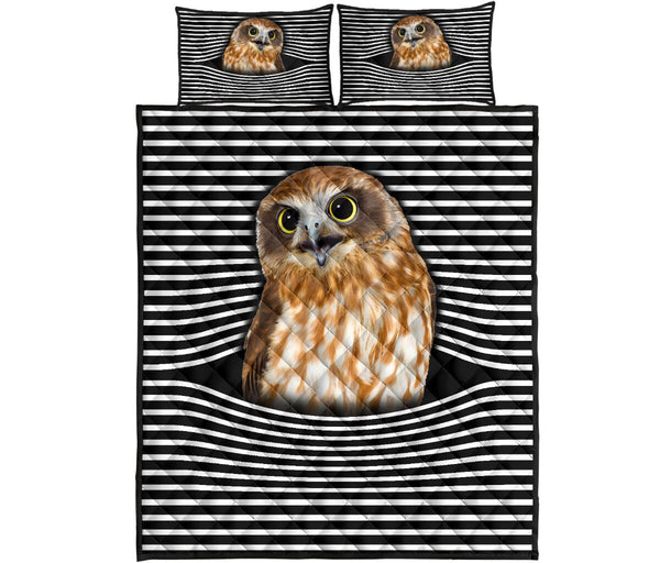 Owl Streaky Style Quilt Bed Set - Love Quilt Bedding Set