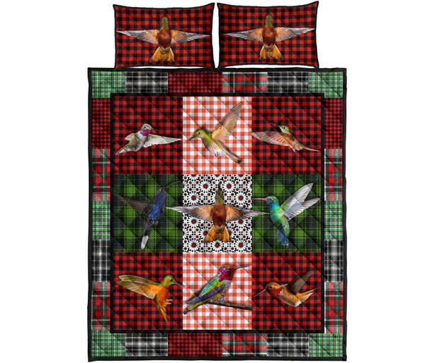 Hummingbirds Animal Fabric Style Quilt Bed Set - Love Quilt Bedding Set