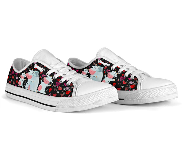 Cow Cute Love Pattern - Low Top Shoe - Love Love Top Shoes