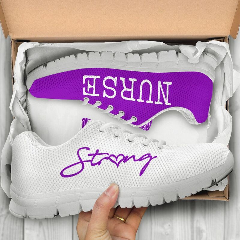 Nurse Strong Purple White Sneakers, Running Shoes, Shoes For Women, Shoes For Men, Custom Sh- Love Sneakers