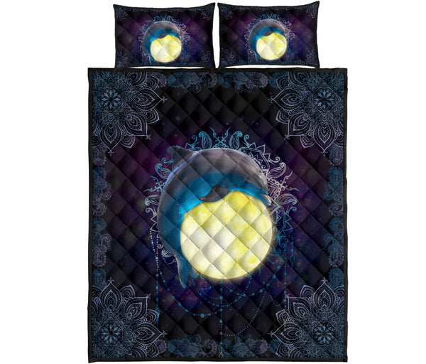 Dolphin Moon Quilt Bed Set - Love Quilt Bedding Set