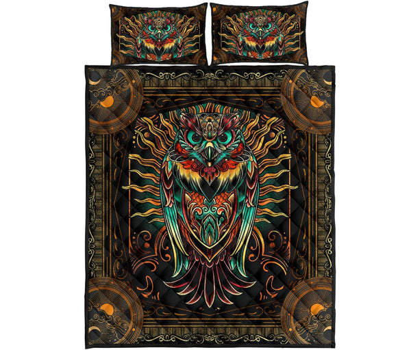 Owl Art Style Quilt Bed Set - Love Quilt Bedding Set