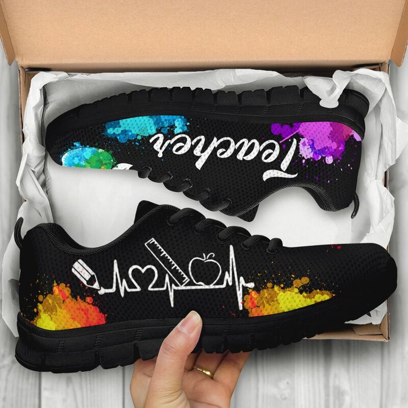 Teacher Art Color Black Soles Sneakers, Running Shoes, Shoes For Women, Shoes For Men, Cust- Love Sneakers