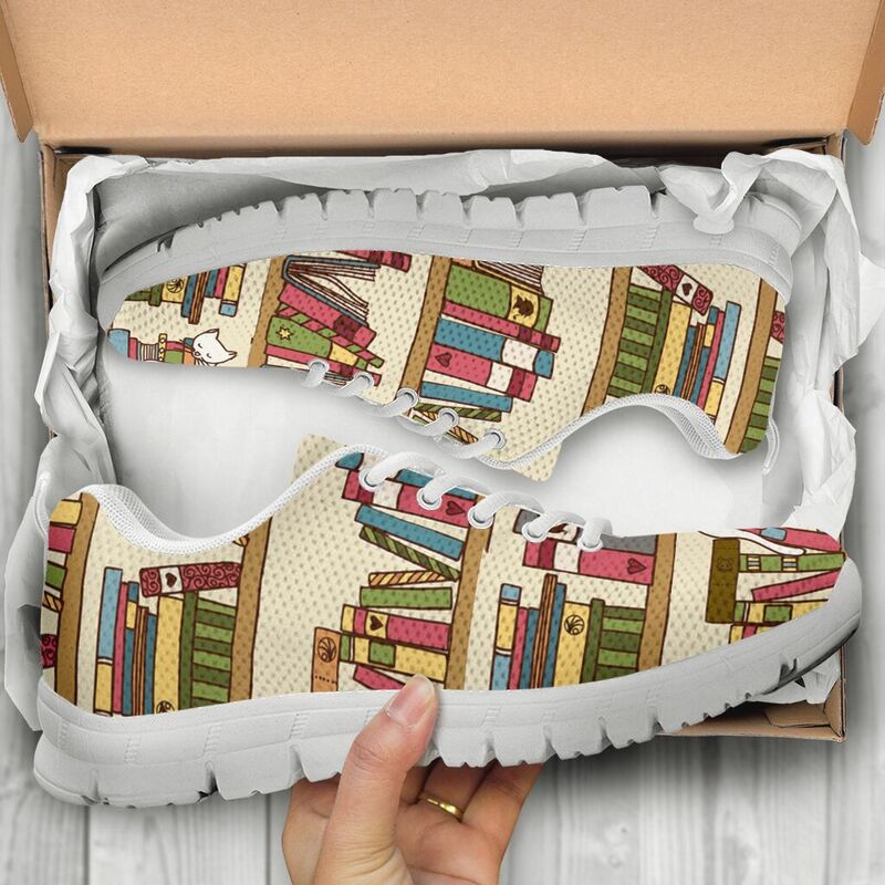 Librarian Cartoon Cute Sneakers, Runni- Love Sneakers
