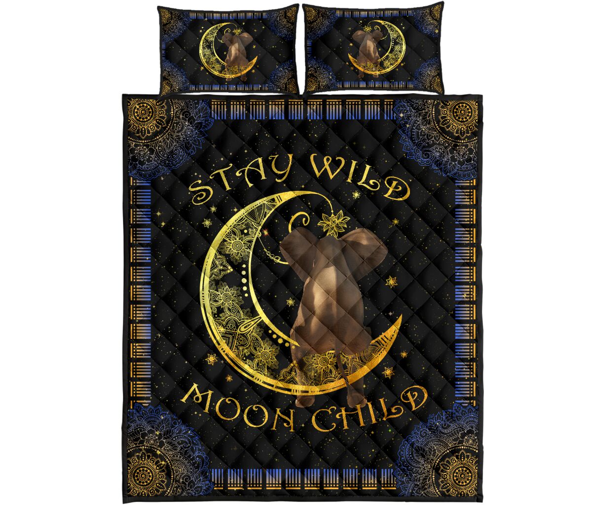 Elephant Stay Wild Moon Child Quilt Bed Set - Love Quilt Bedding Set