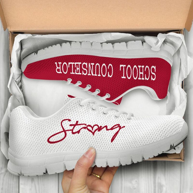 School Counselor Strong Red White Kd Sneakers, Runni- Love Sneakers