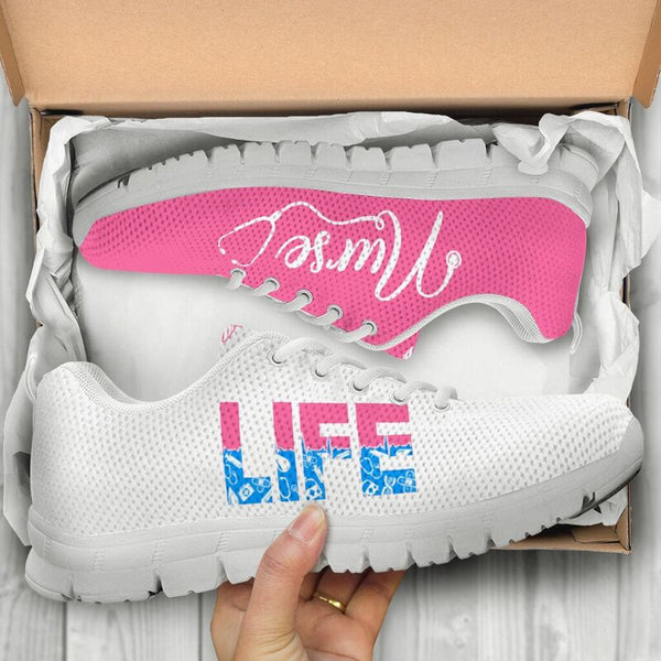 Nurse Life- Pink White Kd Sneakers, Running Shoes, Shoes For Women, Shoes For Men, Custom Sh- Love Sneakers