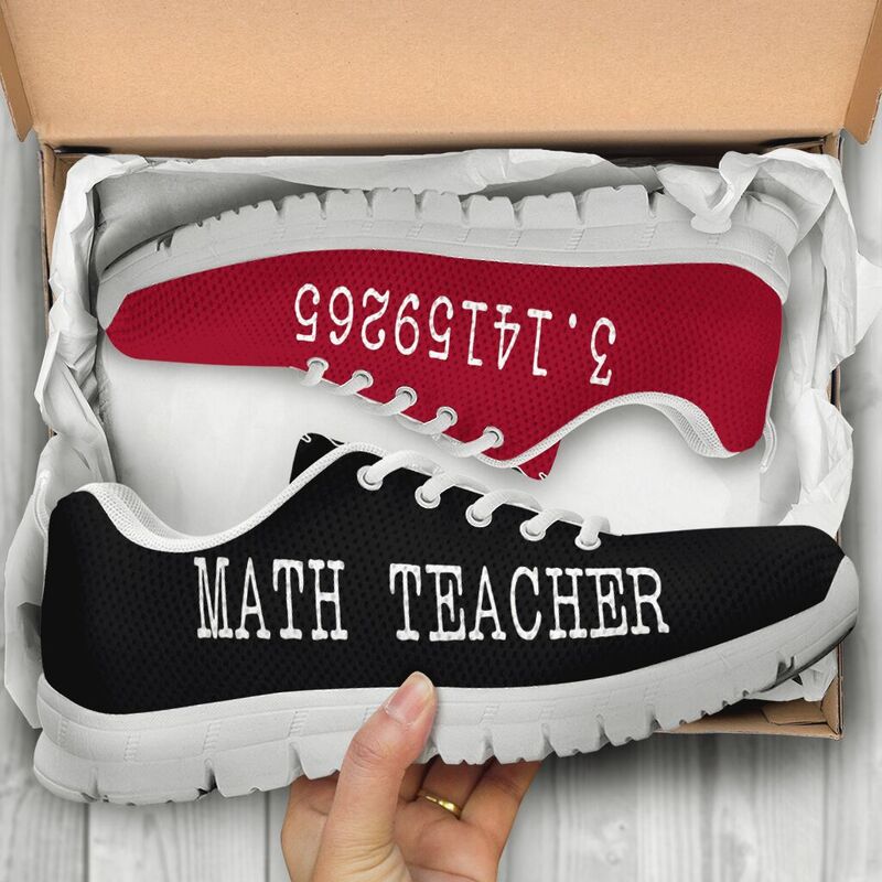 Math Teacher Red Black Strong Sneakers, Running Shoes, Shoes For Women, Shoes For Men, Cust- Love Sneakers