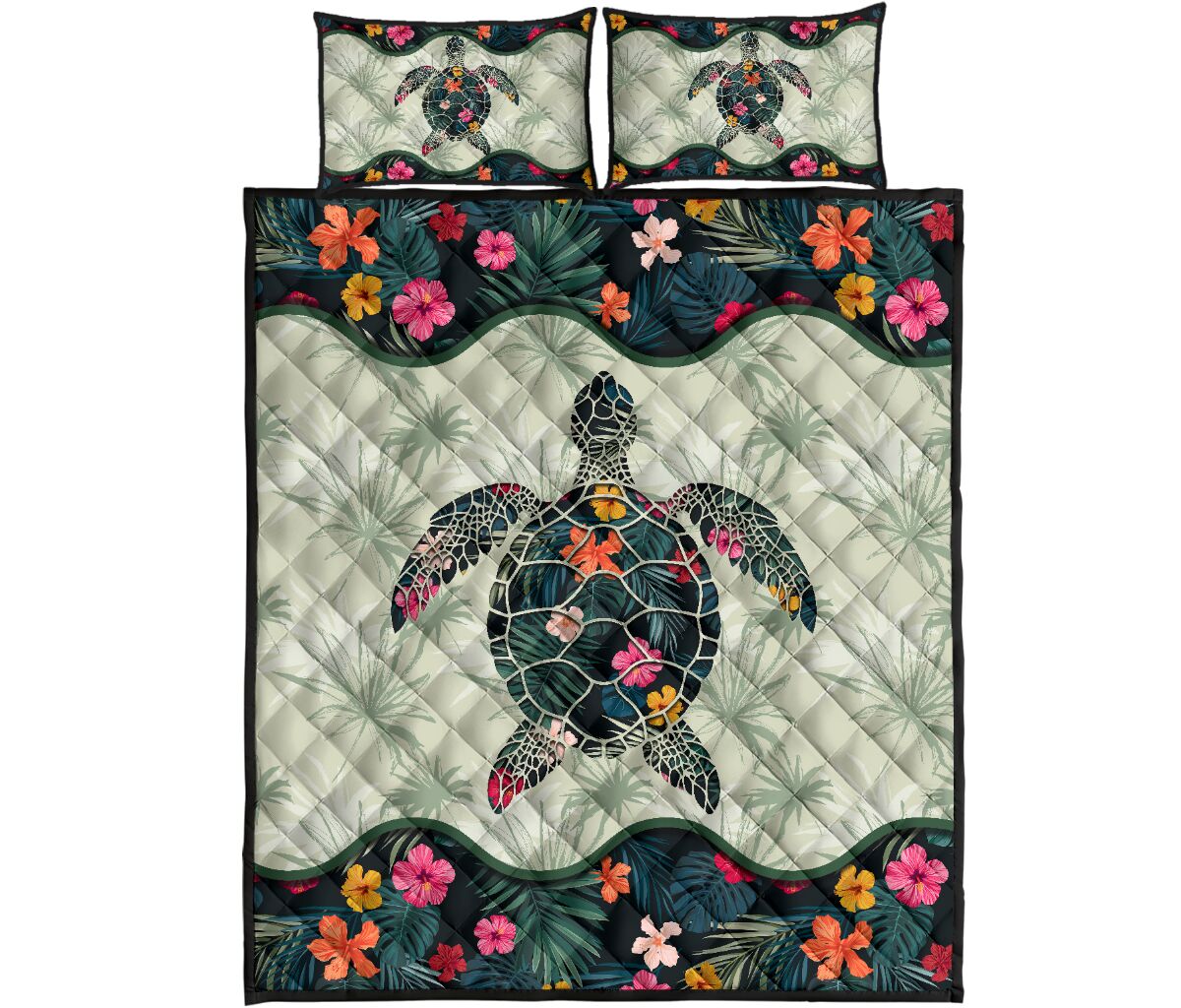 Turtle Tropical Style Quilt Bed Set - Love Quilt Bedding Set